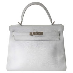 Hermès Kelly 28 White Togo PHW