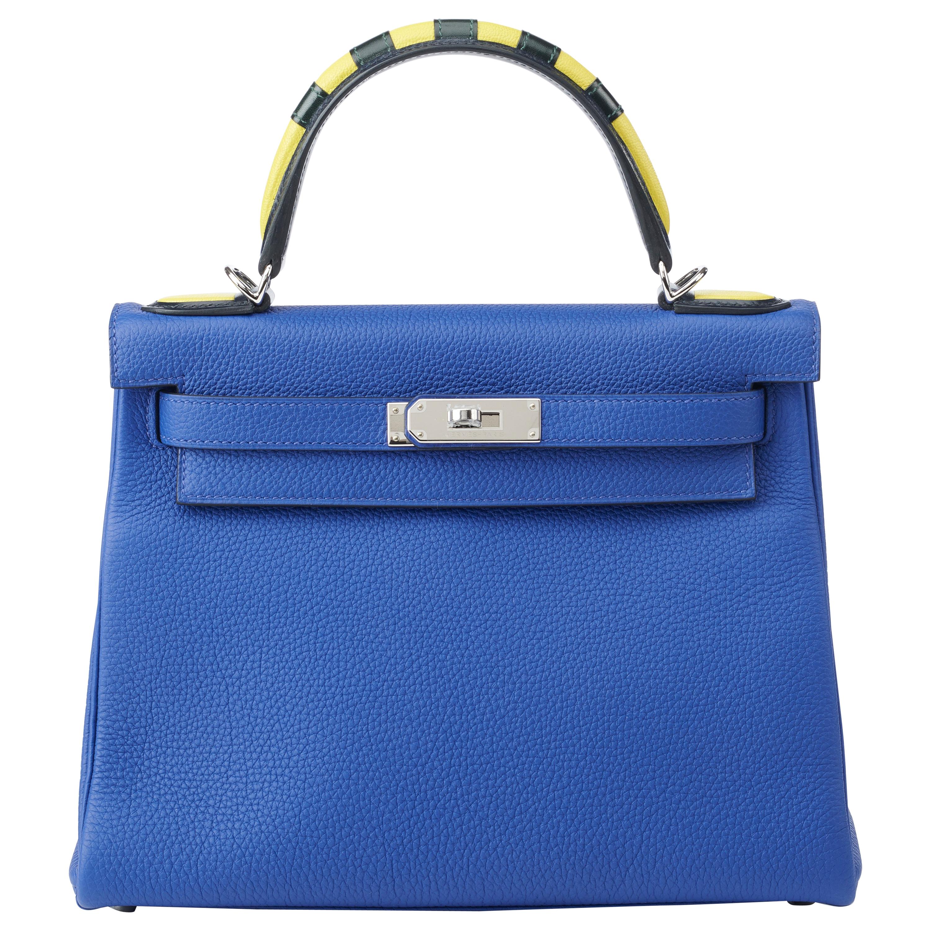 Hermes Kelly 28cm "Au Trot" Blue Electric with Gold