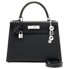 Hermes Kelly 28cm Nero Epsom Sellier Borsa a tracolla Y Stamp, 2020