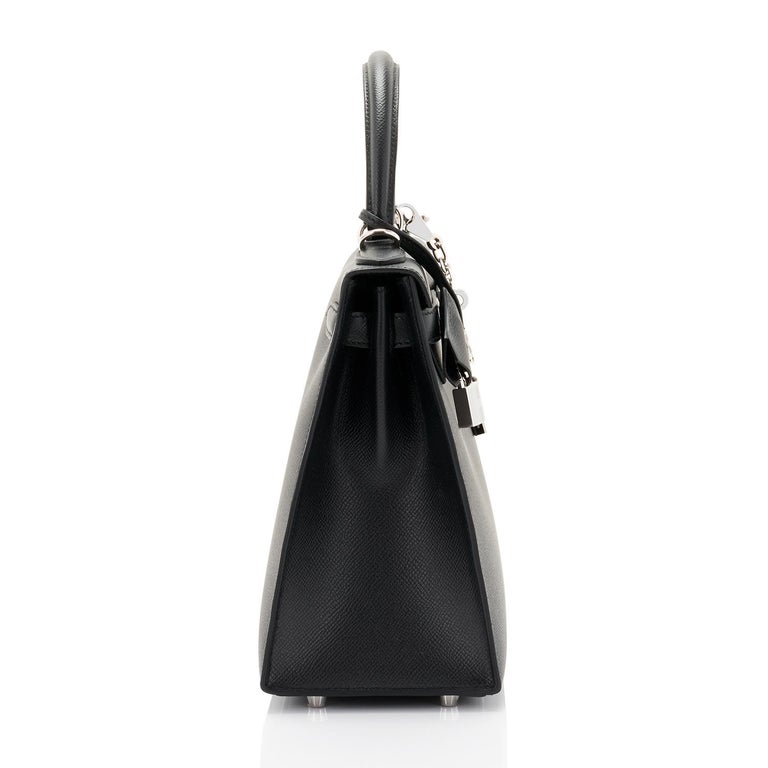 Hermes Kelly 28cm Black Epsom Sellier Shoulder Bag U Stamp, 2022 For Sale 1