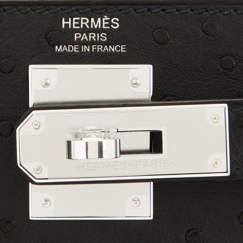 Hermes Kelly 28cm Black Ostrich Sellier Shoulder Bag Z Stamp, 2021 3