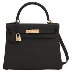 Hermes Kelly 28cm Black Togo Gold Shoulder Bag Z Stamp, 2021