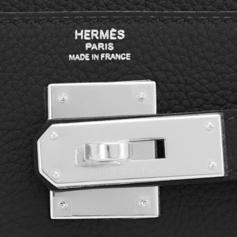 Hermes Kelly 28cm Black Togo Palladium Shoulder Bag NEW IN BOX For Sale 7