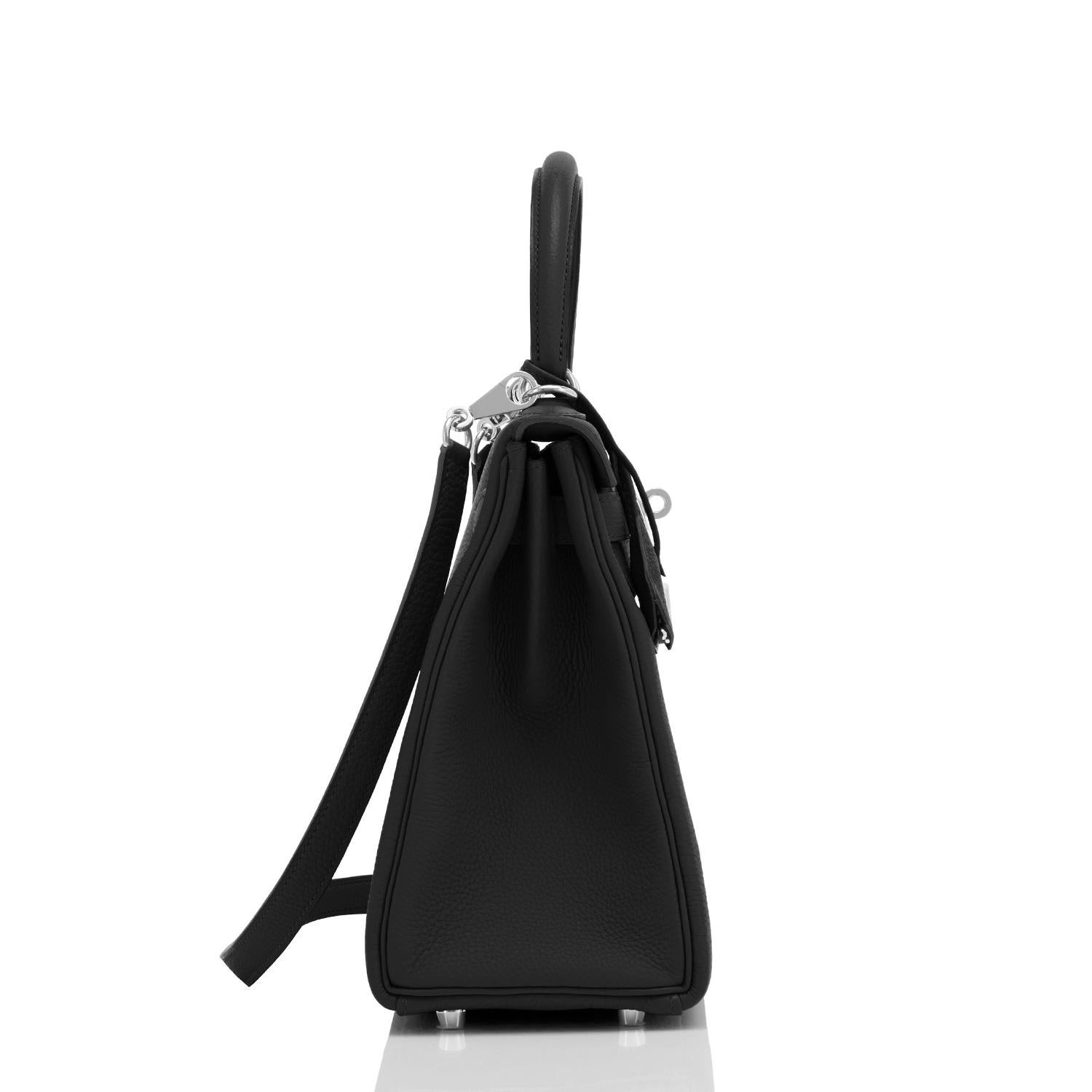 Women's Hermes Kelly 28cm Black Togo Palladium Shoulder Bag NEW IN BOX