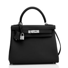 Hermes Kelly 28cm Black Togo Palladium Shoulder Bag Y Stamp, 2020