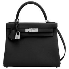 Hermes Kelly 28cm Black Togo Palladium Shoulder Bag Y Stamp, 2020