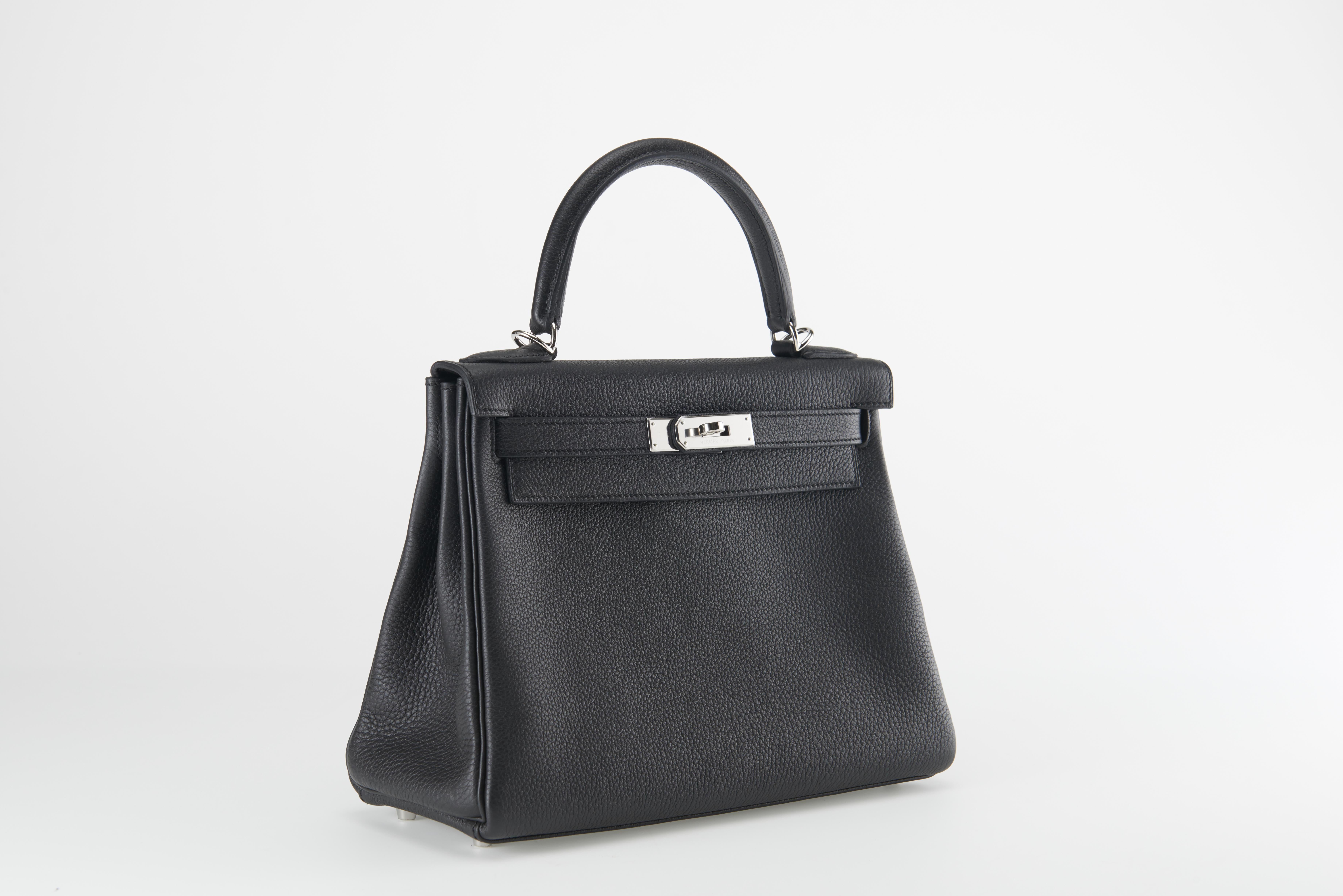 New/unworn Hermes Kelly 28cm in Black Togo leather with palladium hardware. 




