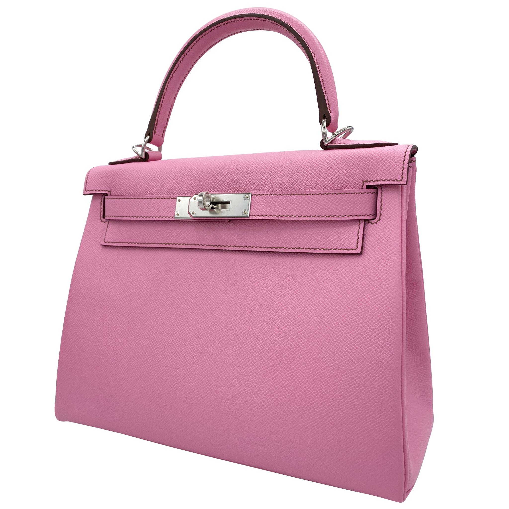 Pink Hermès Kelly 28cm Bubblegum Epsom Leather Palladium Hardware