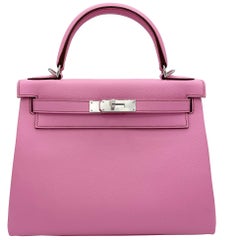 Hermès Kelly 28cm Bubblegum Epsom Leather Palladium Hardware