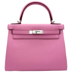 Hermès Kelly 28cm Bubblegum Epsom Leather Palladium Hardware