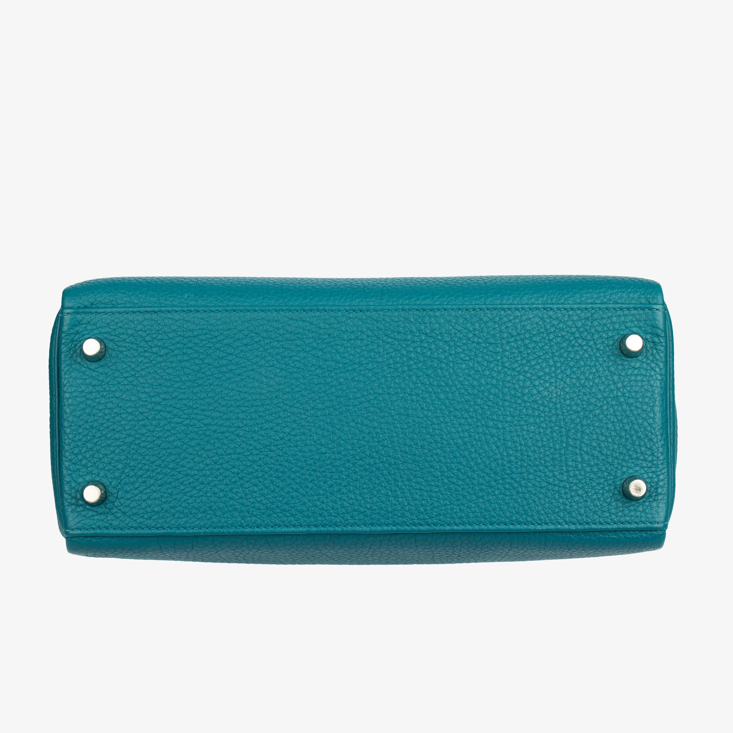 Hermes Kelly 28cm Cobalt Togo Leather Palladium Hardware For Sale 5