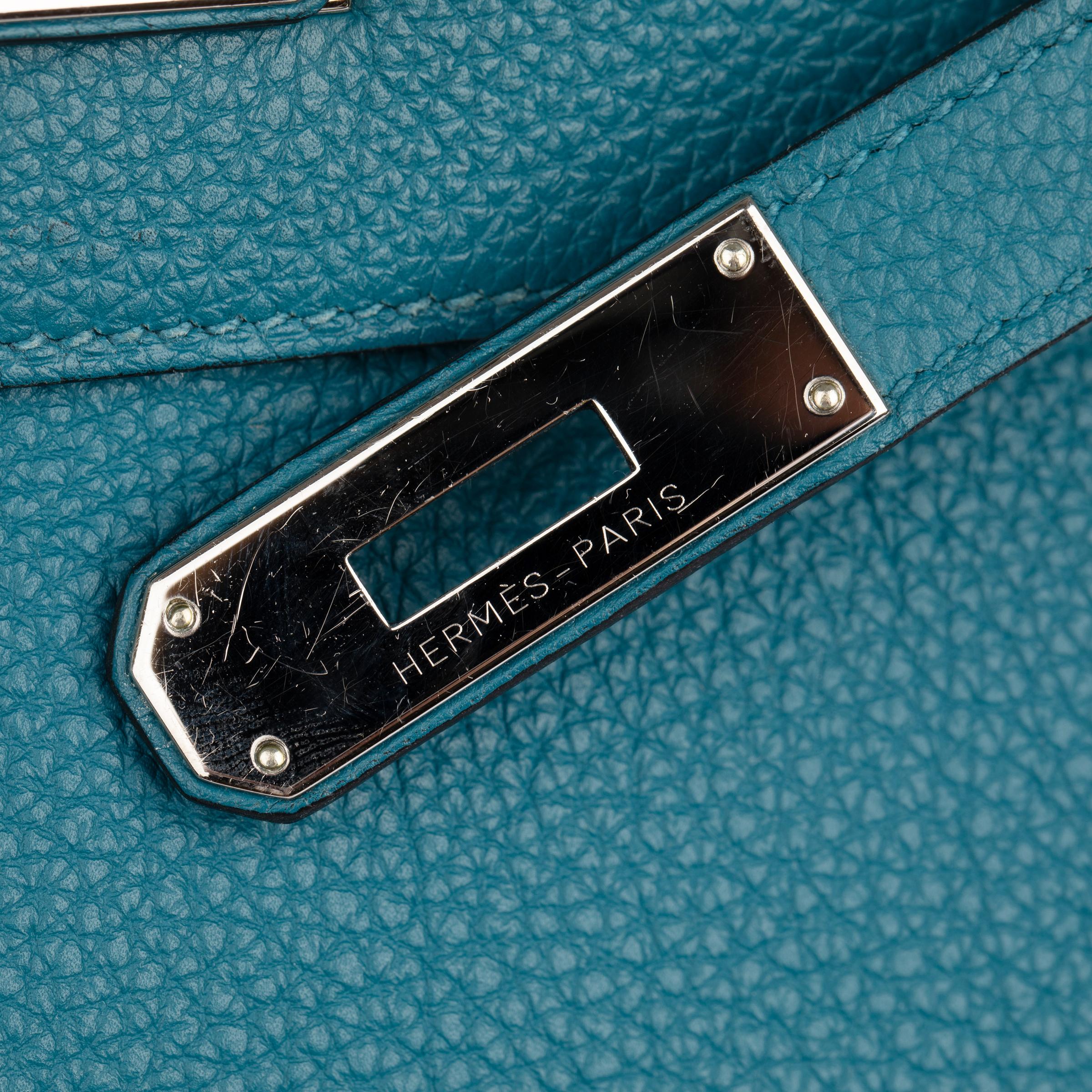Hermes Kelly 28cm Cobalt Togo Leather Palladium Hardware For Sale 8