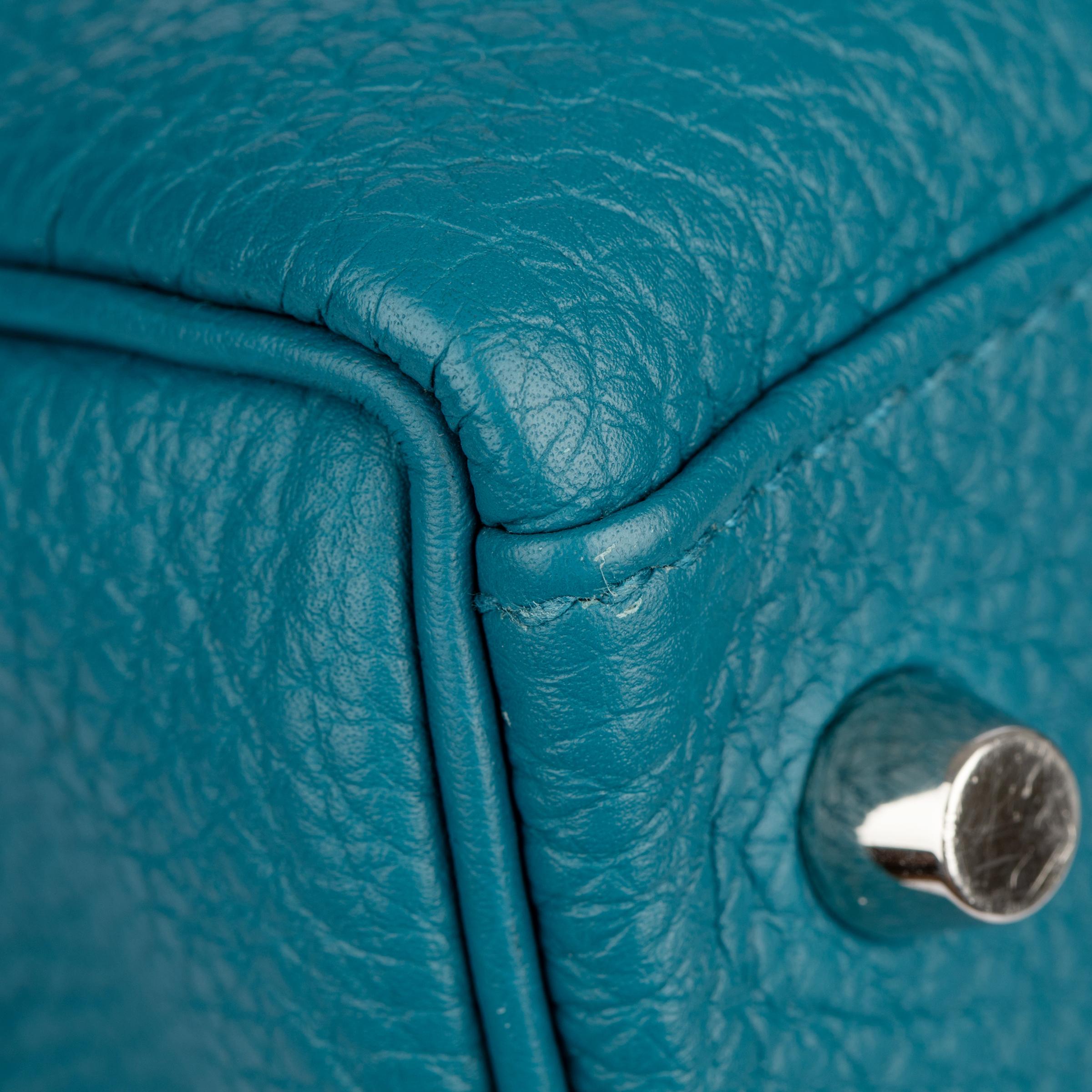Hermes Kelly 28cm Cobalt Togo Leather Palladium Hardware For Sale 11
