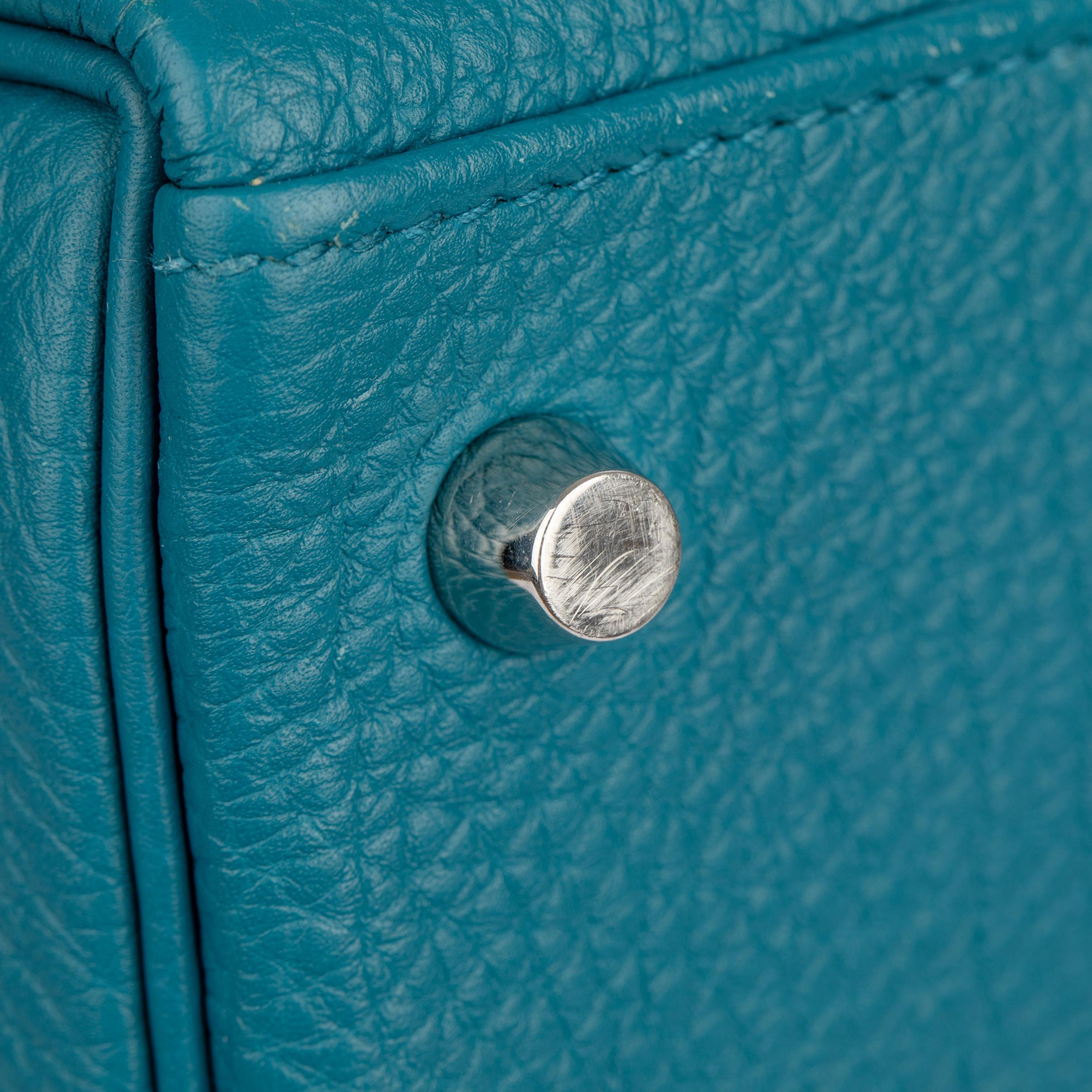 Hermes Kelly 28cm Cobalt Togo Leather Palladium Hardware For Sale 15