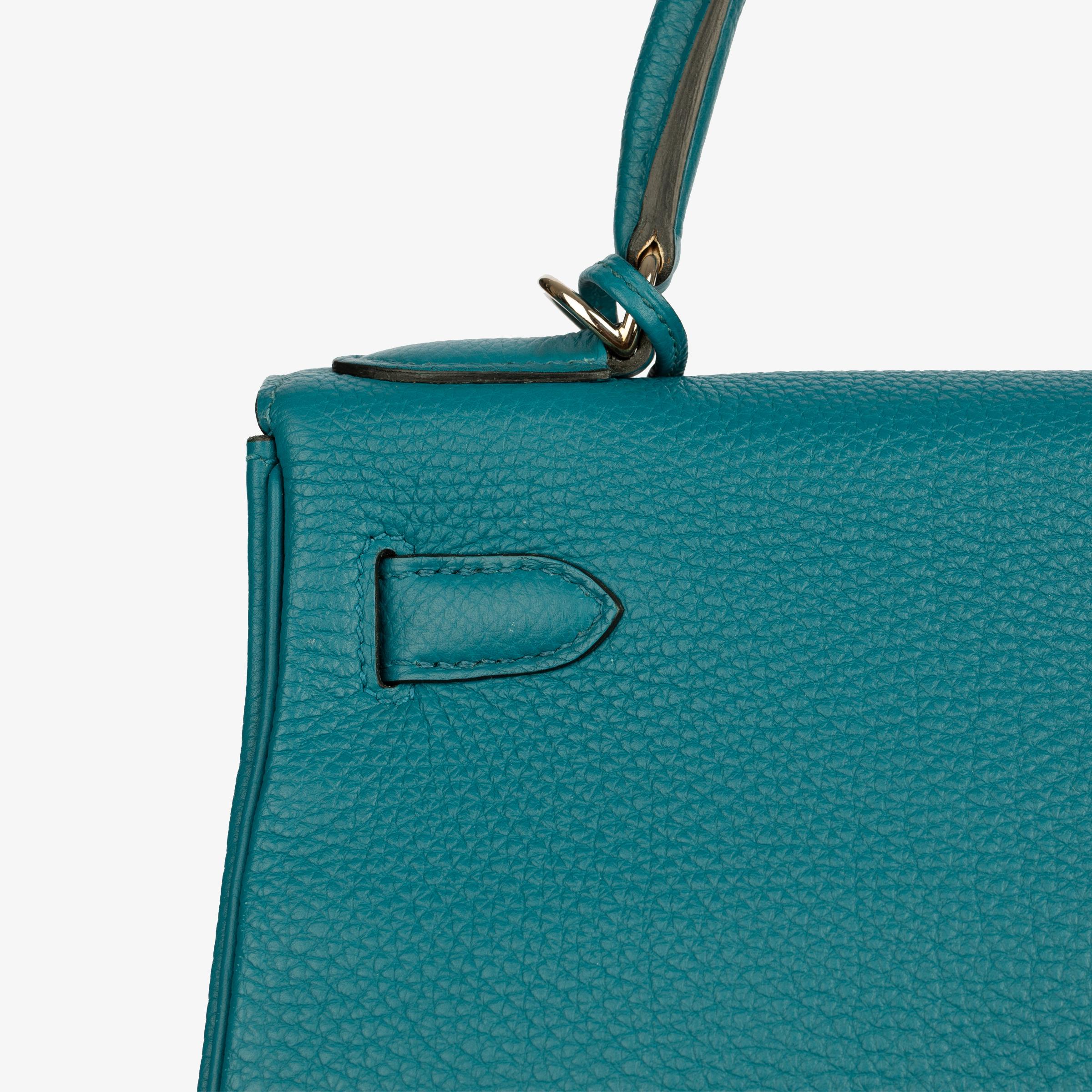 Hermes Kelly 28cm Cobalt Togo Leather Palladium Hardware In Good Condition For Sale In Sydney, New South Wales