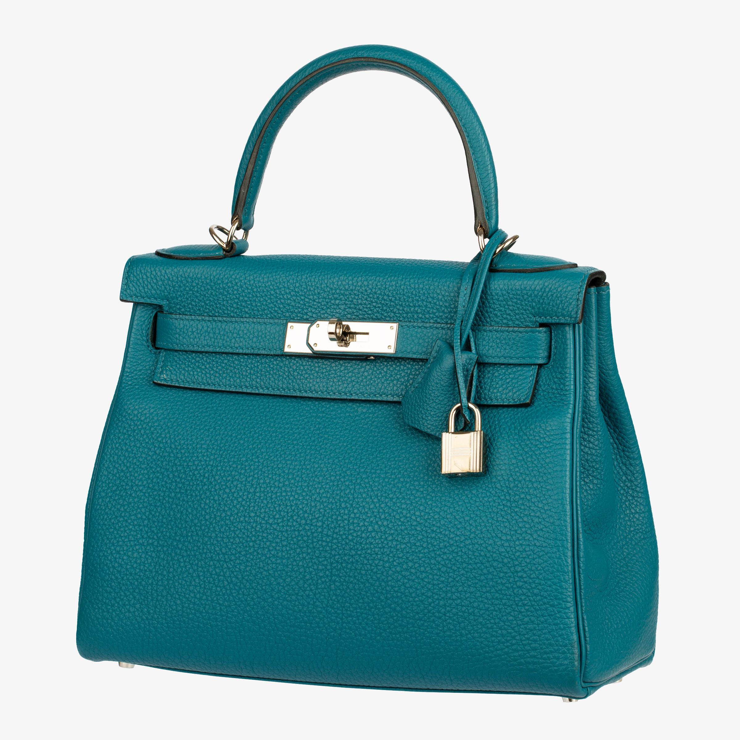 Women's or Men's Hermes Kelly 28cm Cobalt Togo Leather Palladium Hardware For Sale