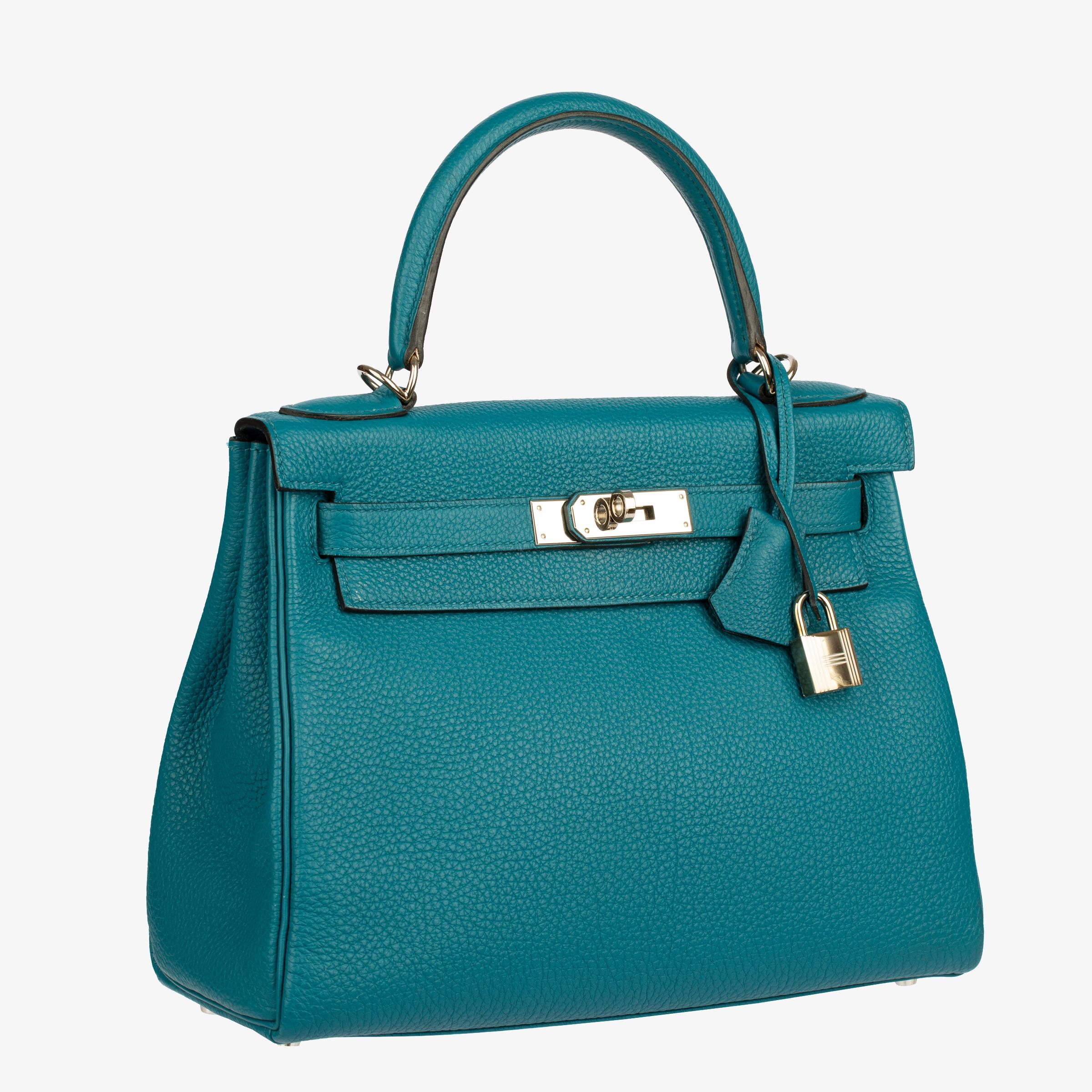 Hermes Kelly 28cm Cobalt Togo Leather Palladium Hardware For Sale 1