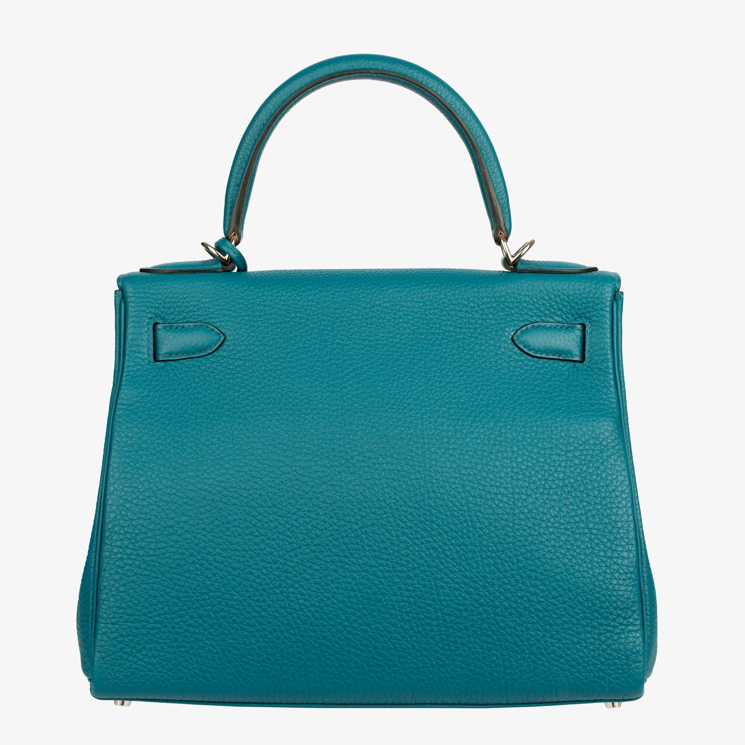 Hermes Kelly 28cm Cobalt Togo Leather Palladium Hardware For Sale 4