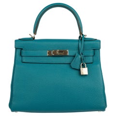 Hermes Kelly 28cm Cobalt Togo Leather Palladium Hardware