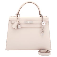 Hermès Kelly 28cm Craie „Chalk“ Off White Epsom Sellier Tasche mit U-Stempel, 2022