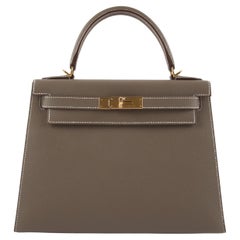 HERMÈS KELLY 28CM ETOUPE Epsom Leather with Gold Hardware