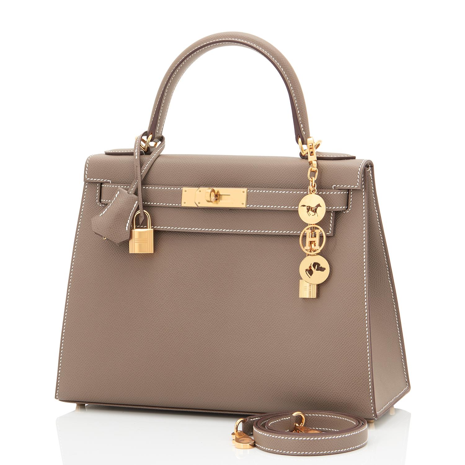 Hermes Kelly 28cm Etoupe Taupe Gold Epsom Sellier Shoulder Bag Y Stamp, 2020 In New Condition In New York, NY