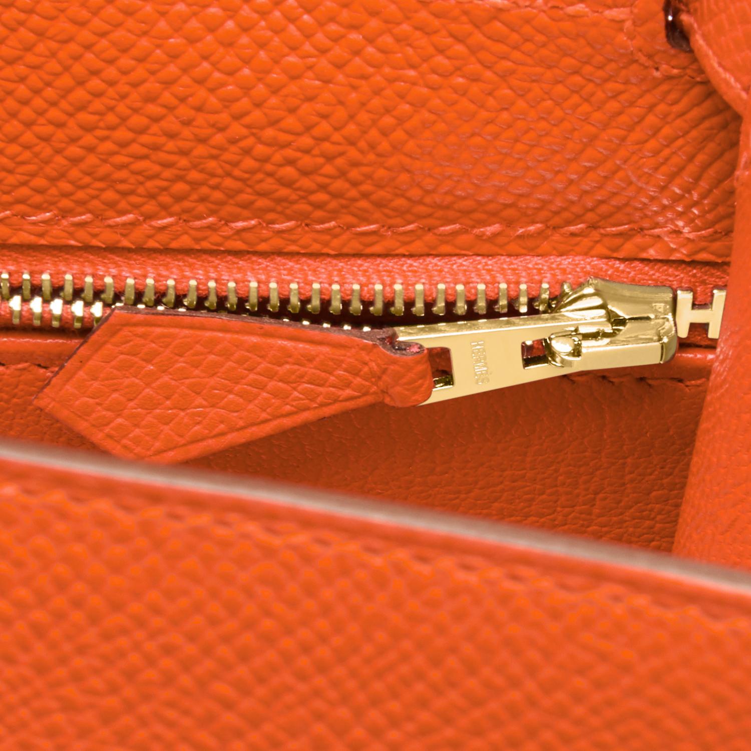 Hermes Kelly 28cm Feu Orange Epsom Gold Sellier Shoulder Bag RARE Y Stamp, 2020 4