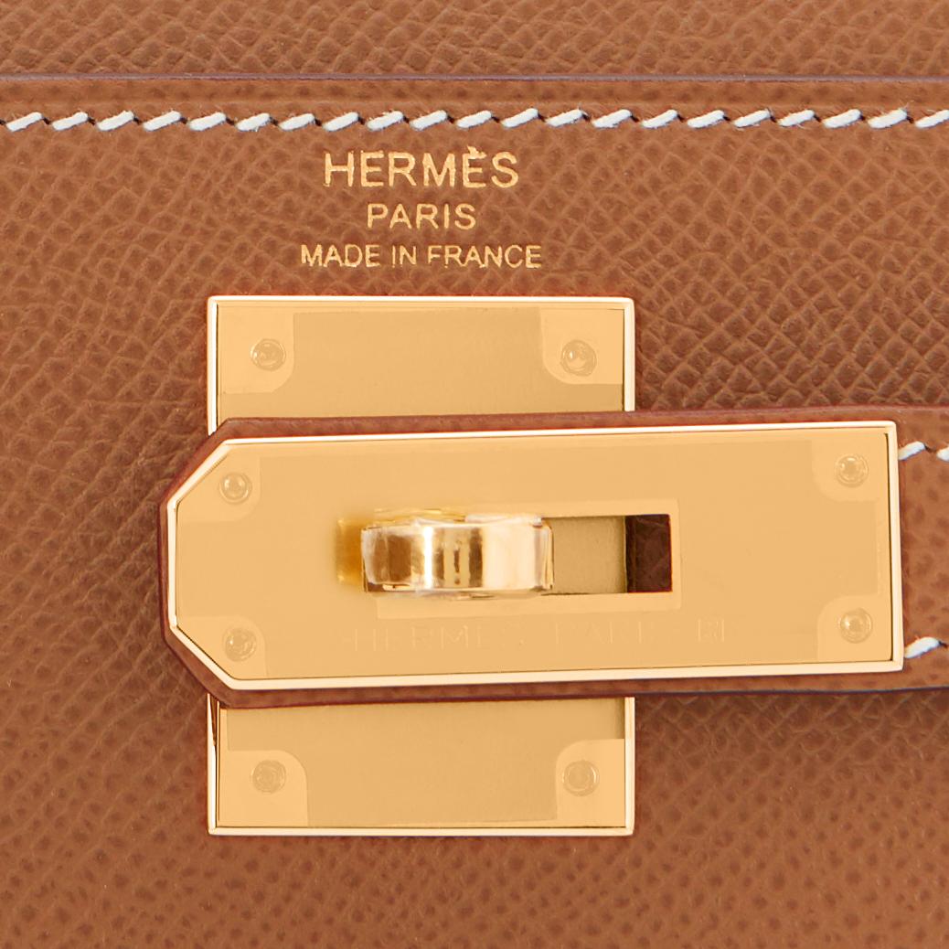 Hermes Kelly 28cm Gold Camel Tan Epsom Sellier Shoulder Bag Z Stamp, 2021  3