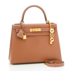 Hermes Kelly 28cm Gold Camel Tan Epsom Sellier Shoulder Bag Z Stamp, 2021