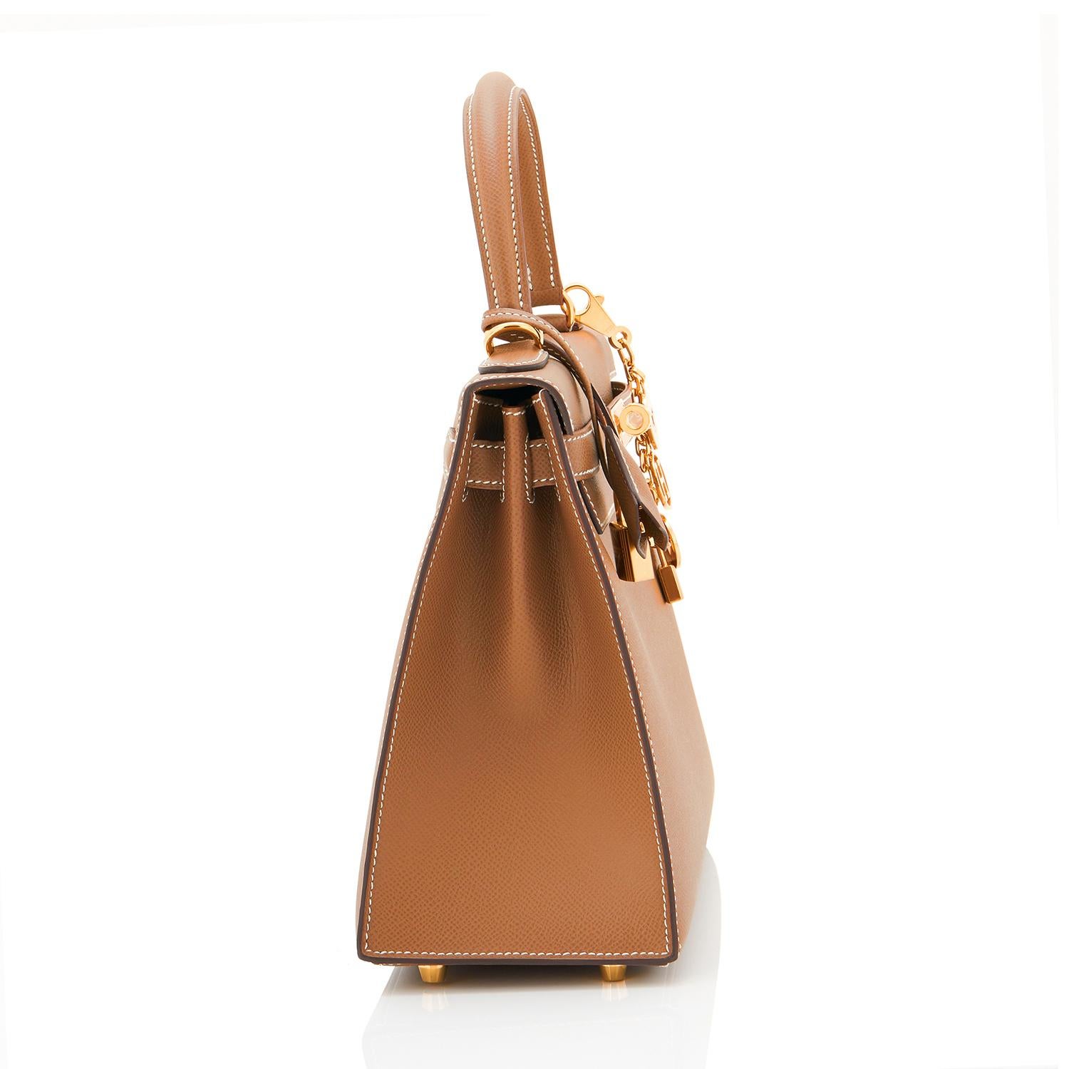  Hermes Kelly 28cm Gold Camel Tan Epsom Sellier Shoulder Bag Z Stamp:: 2021 Pour femmes 
