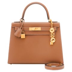 Hermes Kelly 28cm Gold Camel Tan Epsom Sellier Shoulder Bag Z Stamp, 2021 