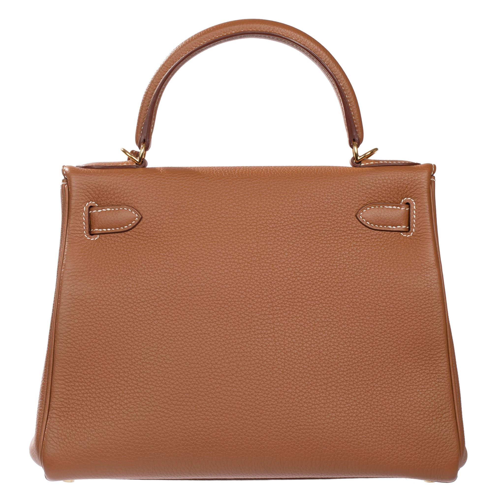 Hermes Kelly 28cm Gold Togo Leather Gold Hardware For Sale 3