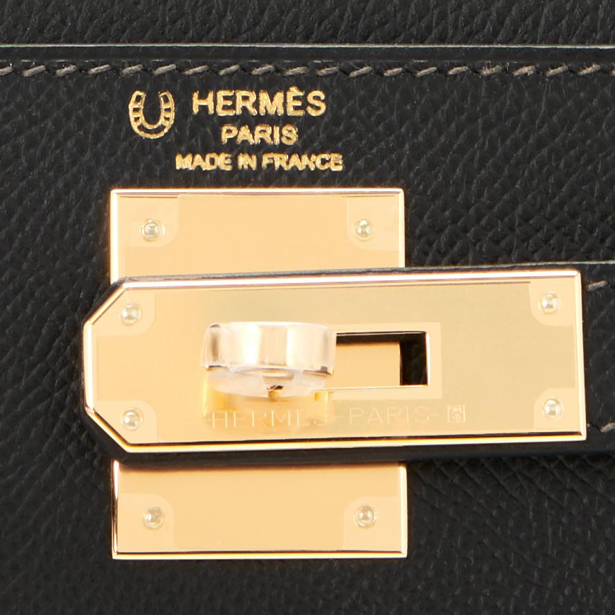 Hermes Kelly 28cm HSS Black and Gris Perle Epsom Sellier Bag D Stamp, 2019 In New Condition In New York, NY