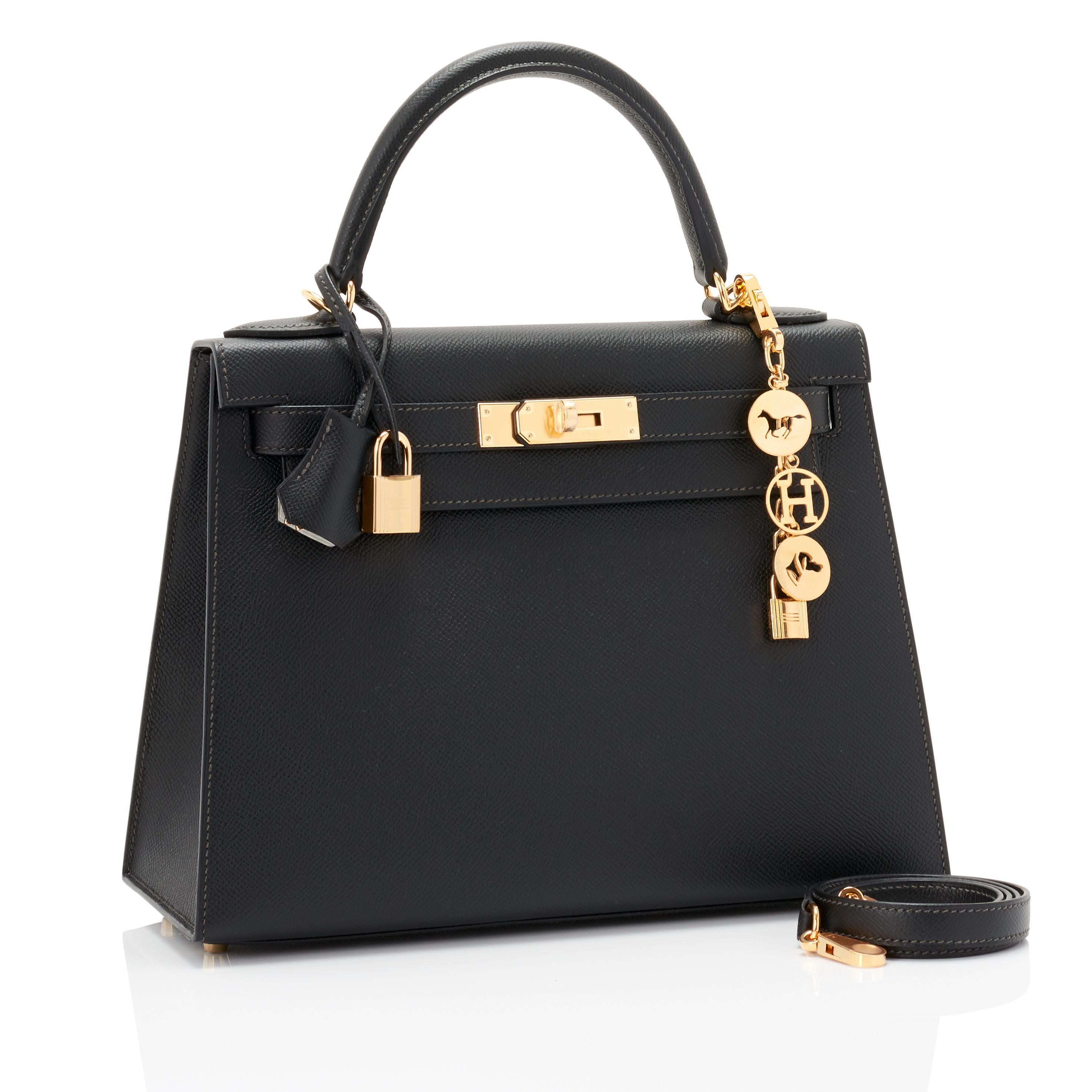 Hermes Kelly 28cm HSS Black and Gris Perle Epsom Sellier Bag D Stamp, 2019 1