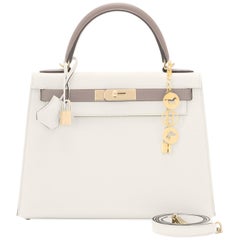 Hermes Kelly 28cm HSS Craie "Chalk" and Trench Epsom Sellier Shoulder Bag