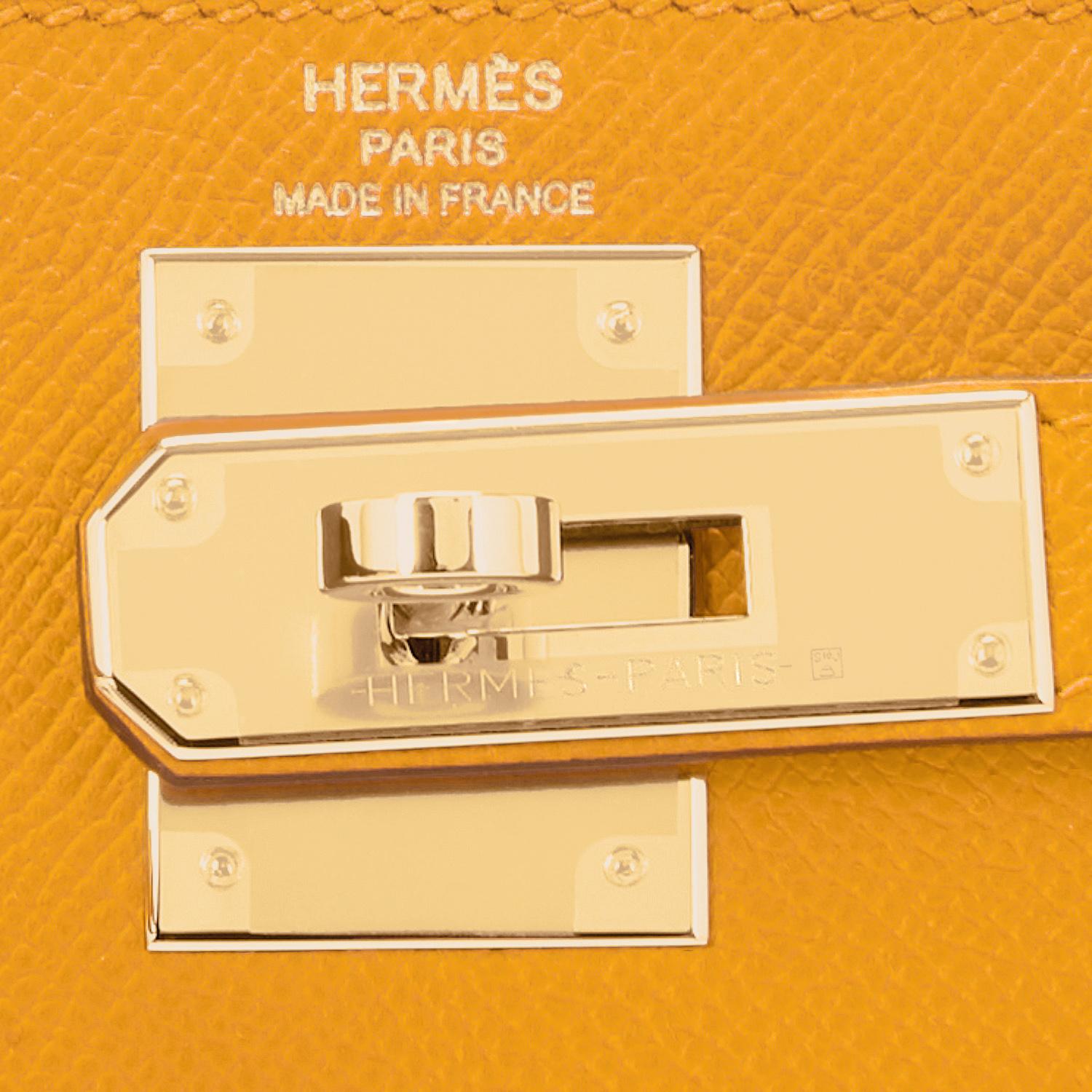 Hermes Kelly 28cm Jaune Ambre Epsom Gold Sellier Shoulder Bag Y Stamp, 2020 6