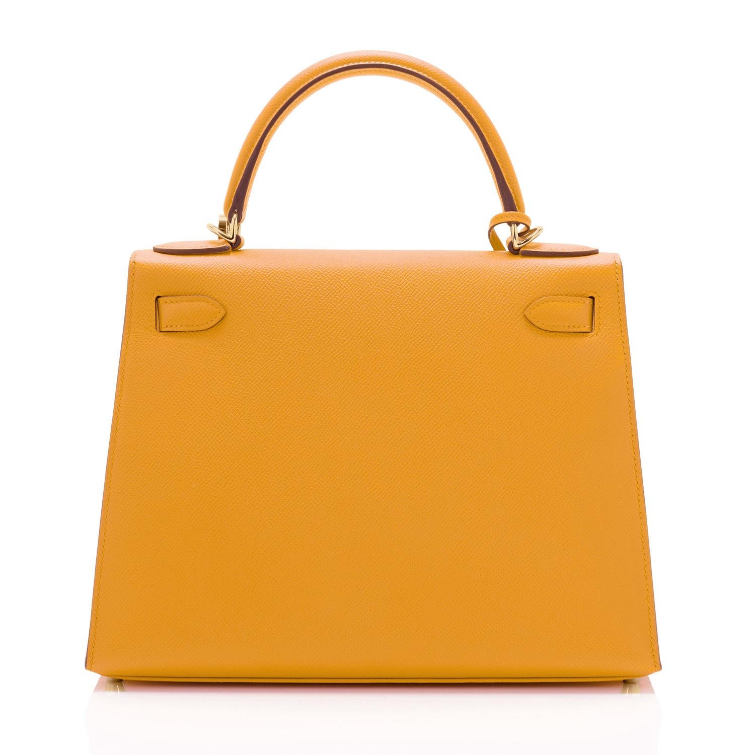 Hermes Kelly 28cm Jaune Ambre Epsom Gold Sellier Shoulder Bag Y Stamp