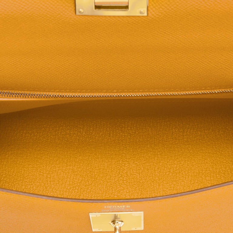 Hermes Kelly 28cm Jaune Ambre Epsom Gold Sellier Shoulder Bag Y Stamp
