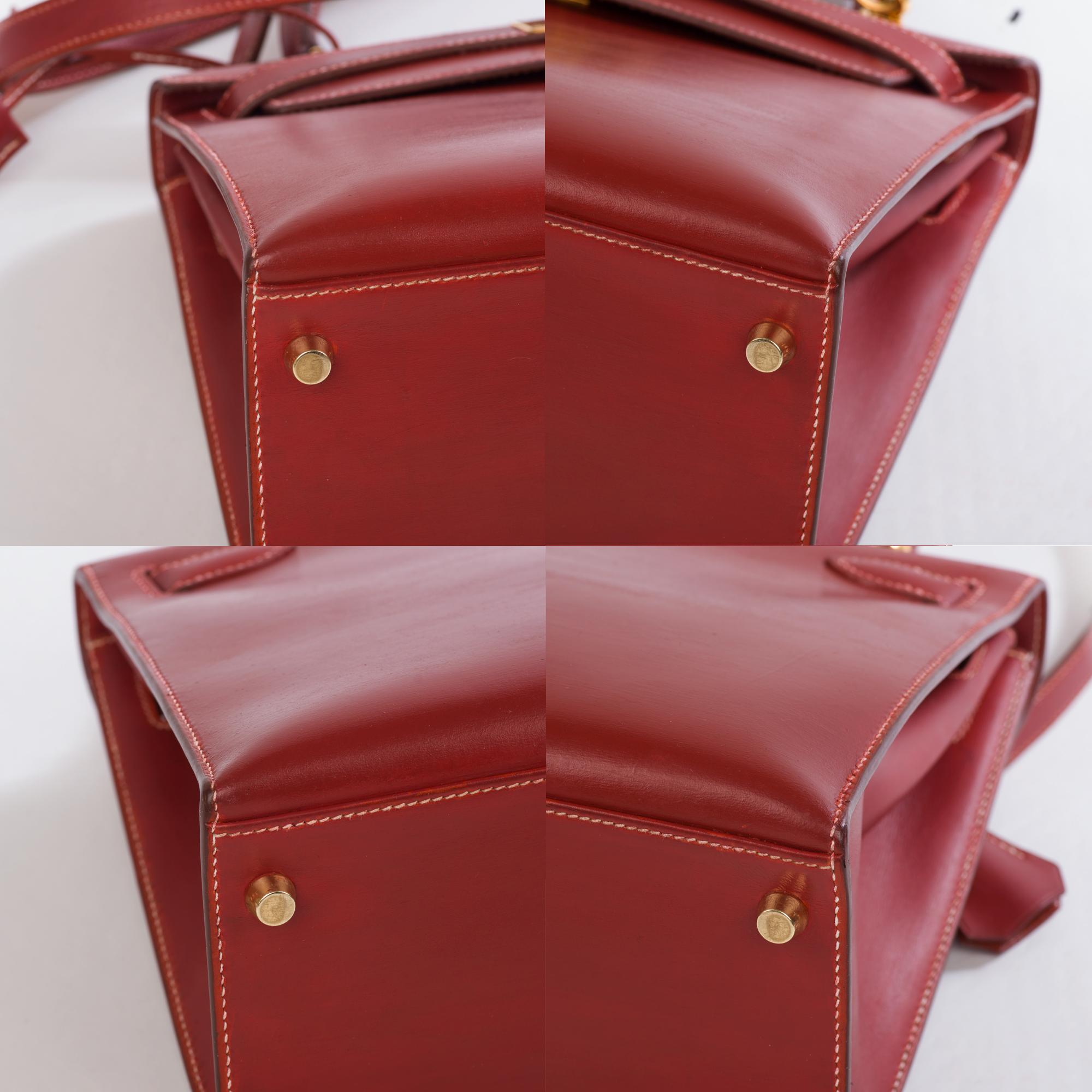 Hermes kelly 28cm Red Brick box Leather Handbag 1
