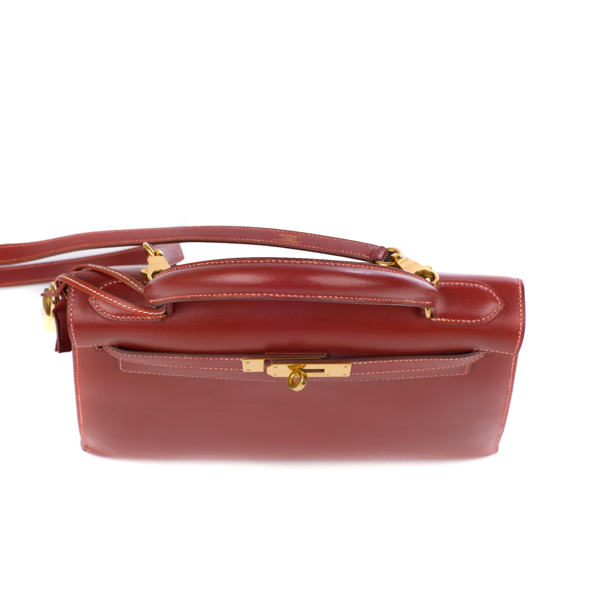 Hermes kelly 28cm Red Brick box Leather Handbag 3