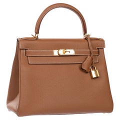Hermes Kelly 28cm Retourne Gold Togo Leather Gold Hardware