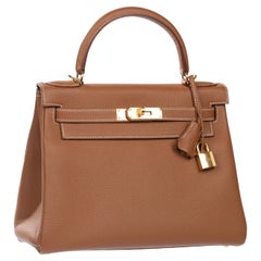 Hermes Kelly 28cm Retourne Gold Togo Leather Gold Hardware 