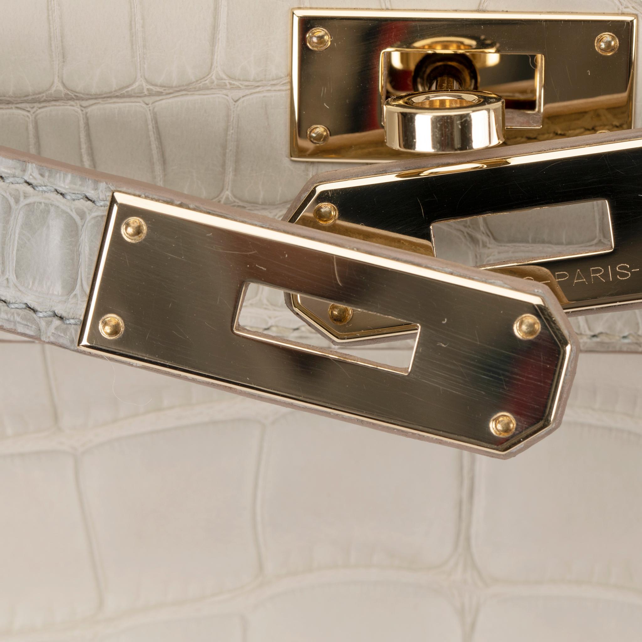 Hermes Kelly 28cm Retourne Special Order Beton Matte Alligator 11
