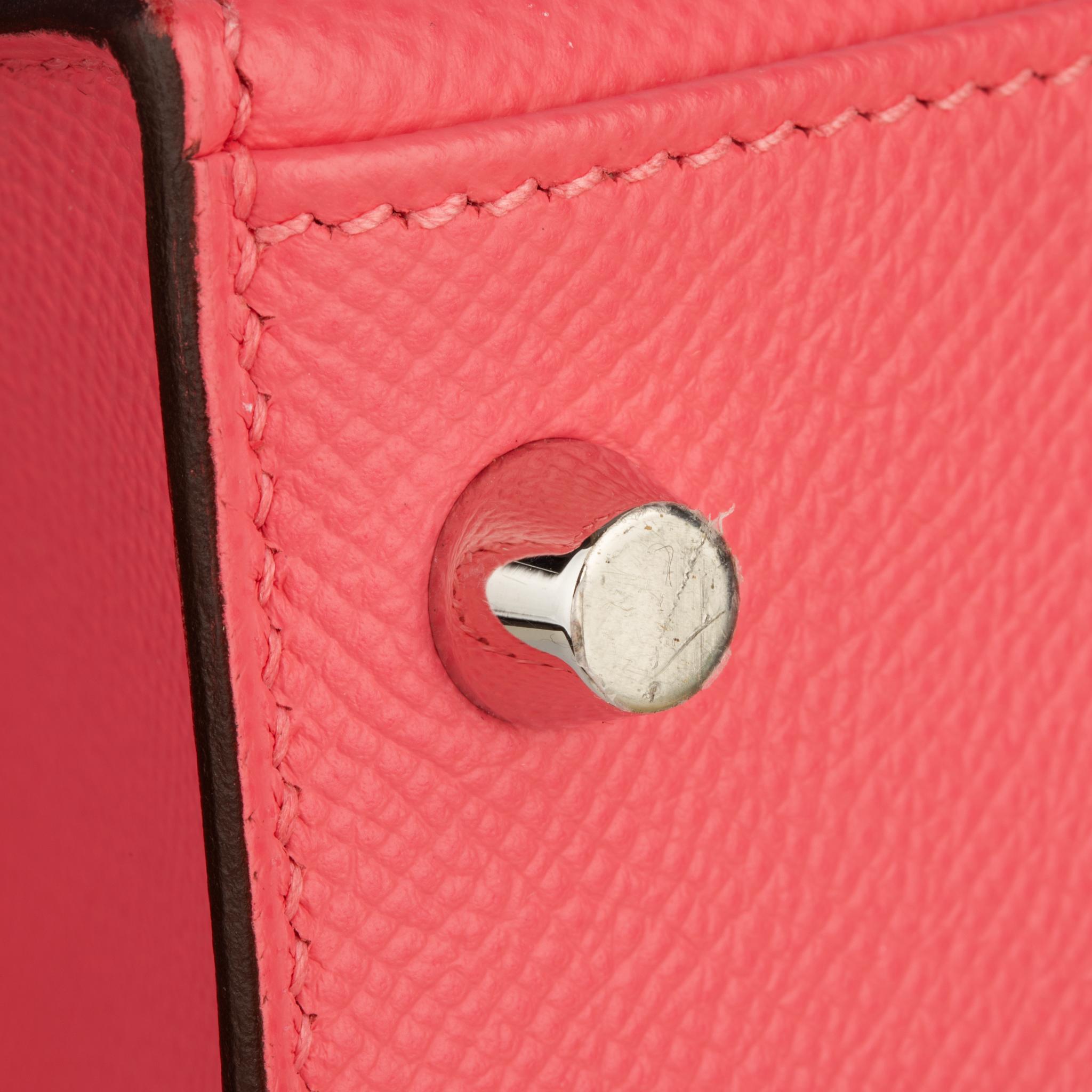 Hermes Kelly 28cm Rose Azalee Epsom Leather Palladium Hardware For Sale 11