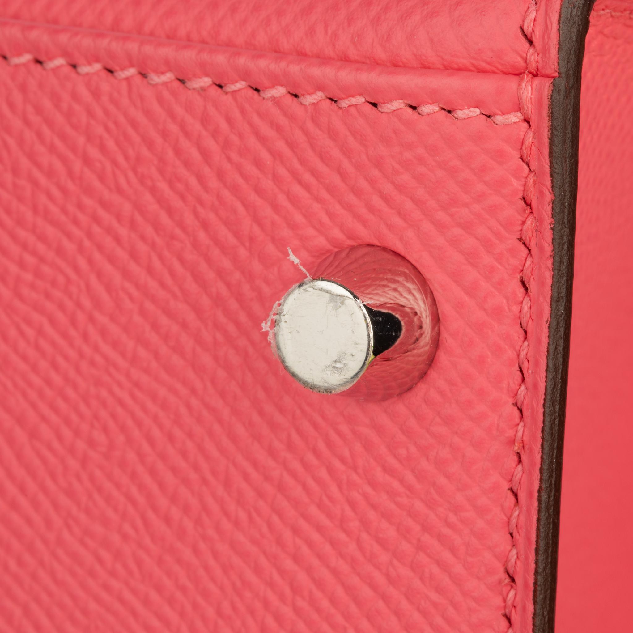 Hermes Kelly 28cm Rose Azalee Epsom Leather Palladium Hardware For Sale 12