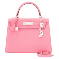 Hermès Kelly 28cm Rose Konfetti Rosa Sellier Umhängetasche Y Stempel:: 2020