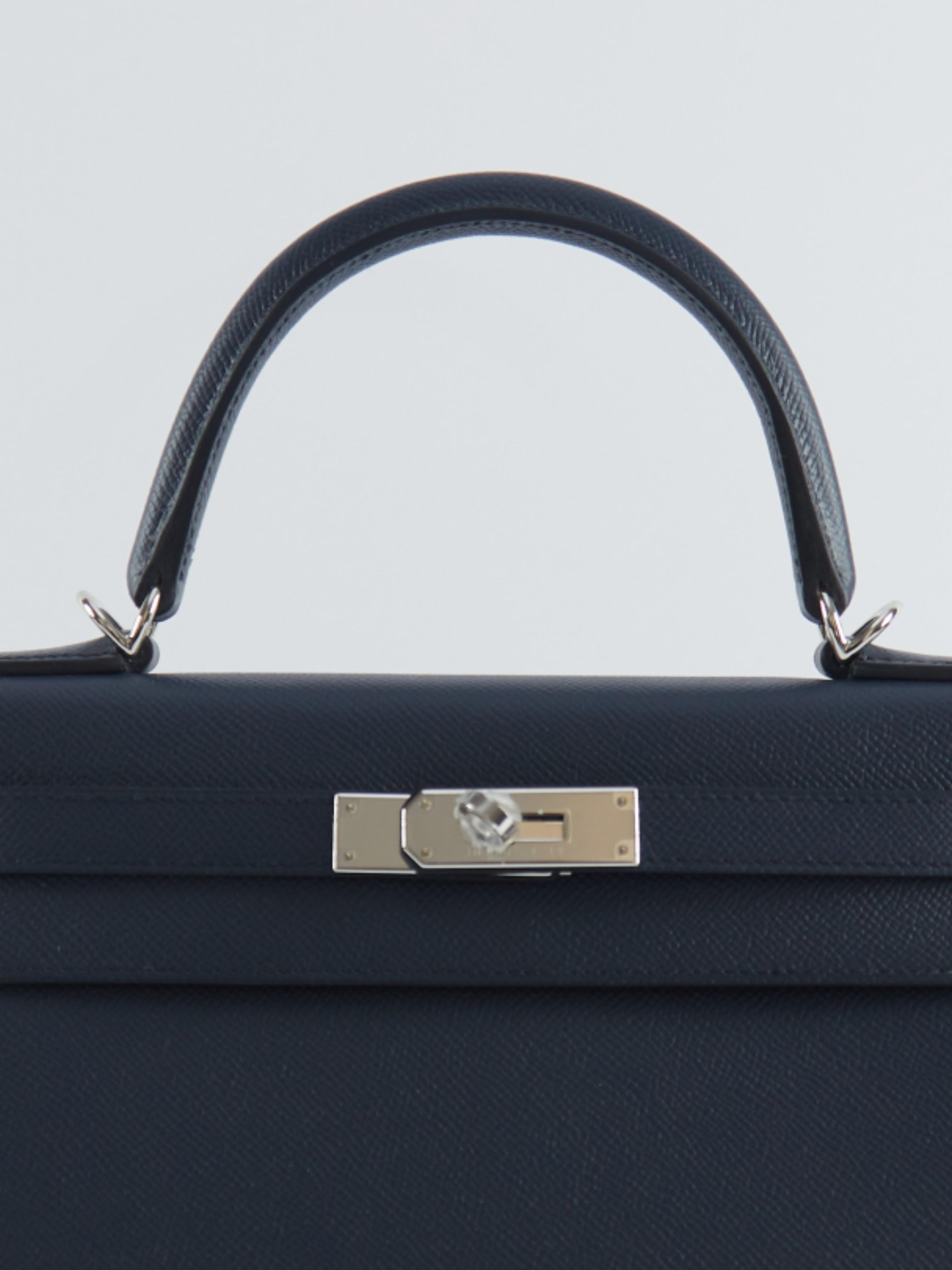 HERMÈS KELLY 28CM SELLIER BLUE INDIGO Epsom Leather with Palladium Hardware 1