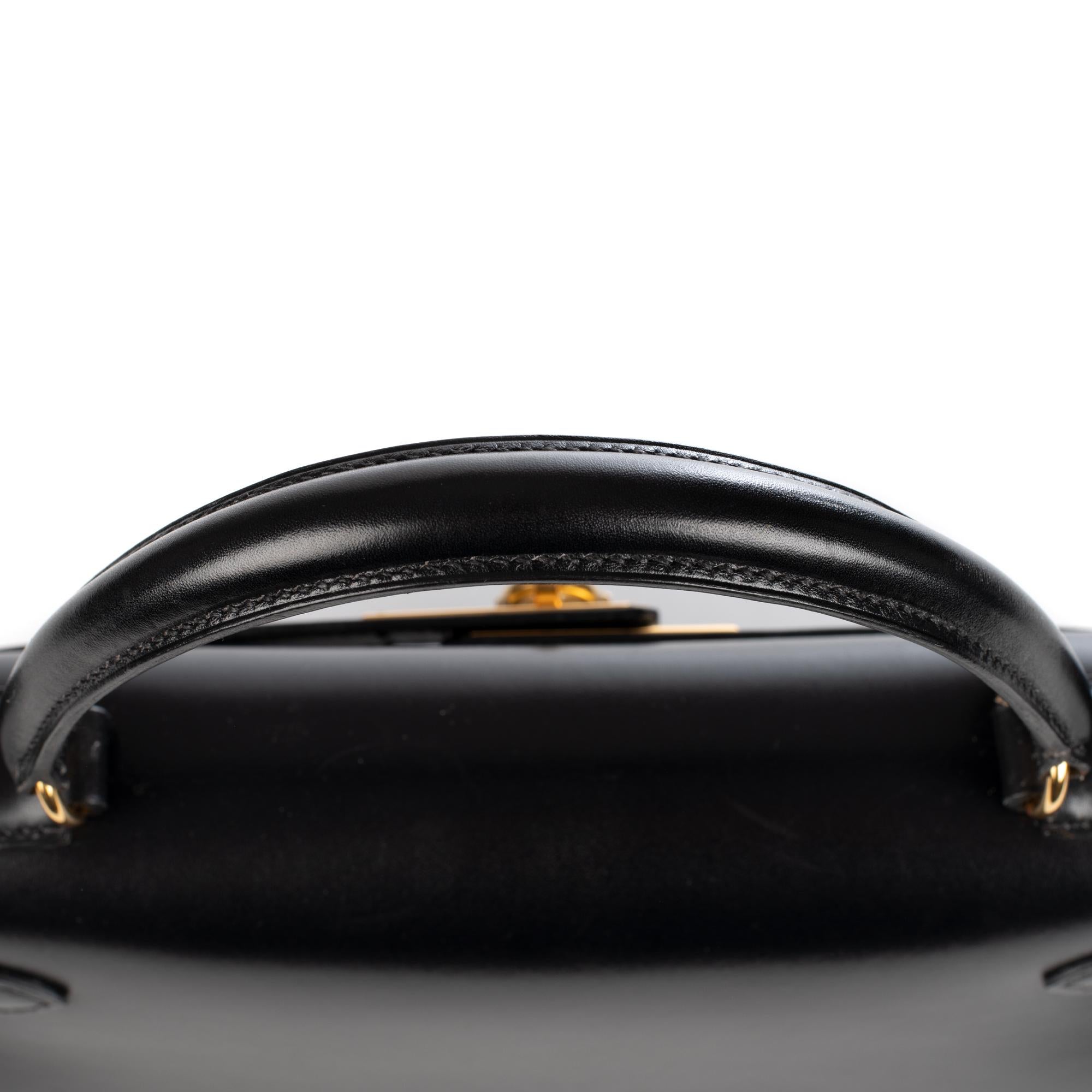 Hermès Kelly 28cm sellier with strap handbag in black calfskin Gold hardware 6