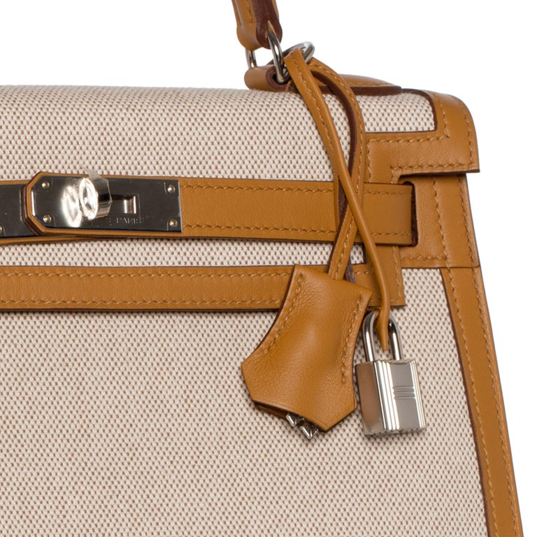 Hermès Chai Swift Toile Ecru Kelly Sellier 28 Palladium Hardware, 2021  Available For Immediate Sale At Sotheby's