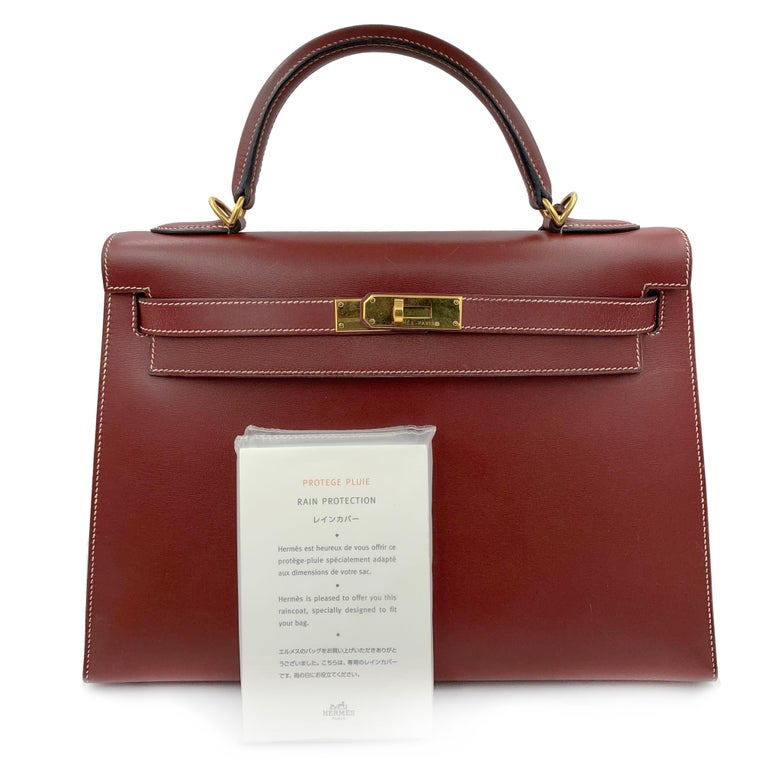 Hermes Kelly 30 Wine Color Leather Ladies Handbag For Sale at 1stdibs